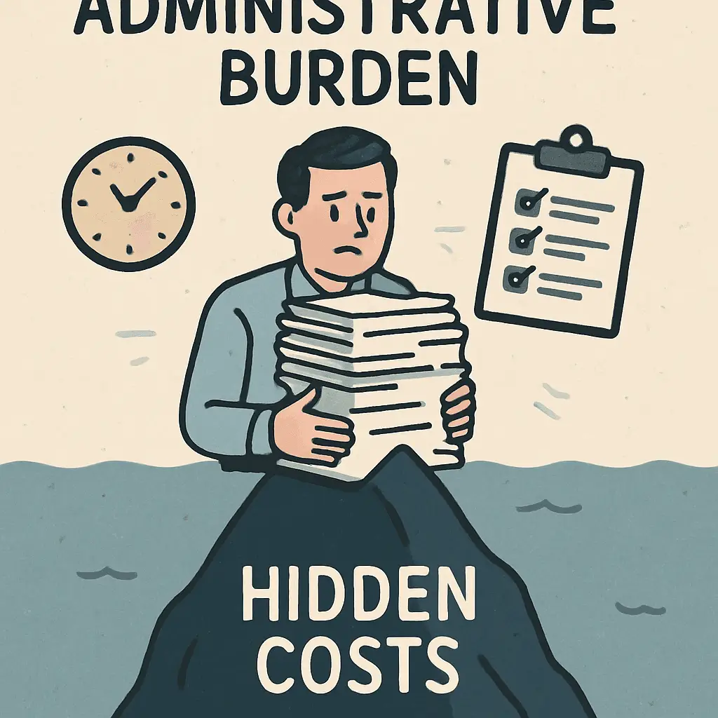 How to reduce admin with AI 9 Illustration of administrative burden with hidden costs